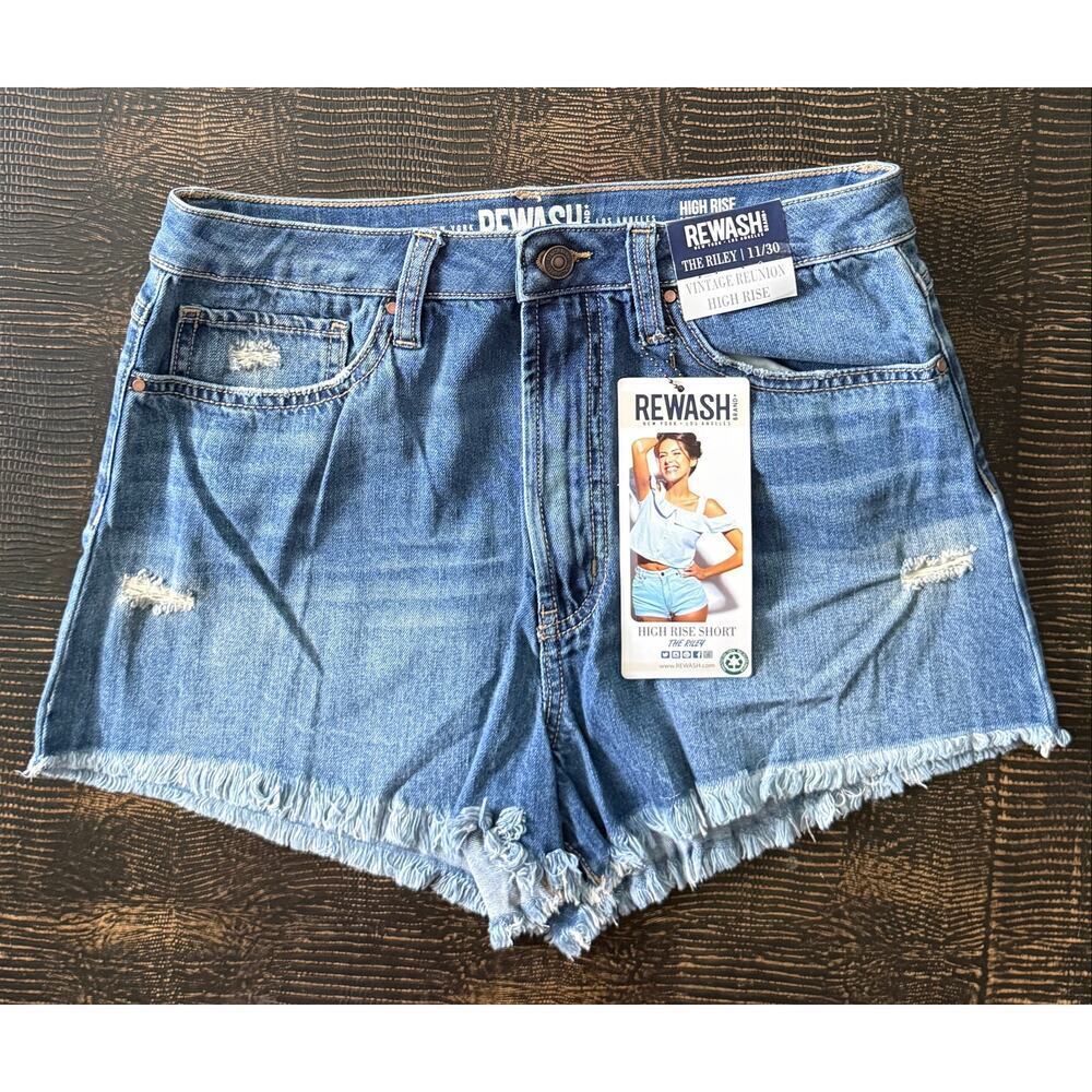 Rewash The Riley High Rise Distressed Denim Short Vintage Reunion | NWT
